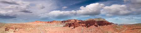 Panoramic aerial view of beautiful canyon and mountains on a beautiful sunny day, Utah.の写真素材
