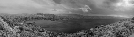 Infrared view of Wellington aerial skyline, New Zealand.の写真素材