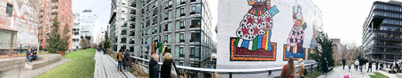 NEW YORK CITY - DECEMBER 1st, 2018: Panoramic view of High Line and Manhattan skyline on a winter...