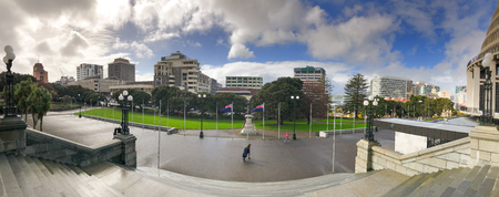 WELLINGTON, NEW ZEALAND - SEPTEMBER 5th, 2018: New Zealand Parliament Buildings on a sunny day. This is a famous city attractionのeditorial素材