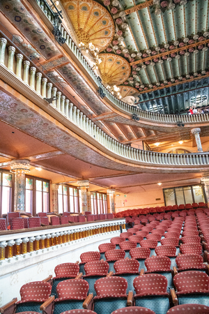 BARCELONA - MAY 10, 2018: Catalan Music Building main hall. This is a major city attraction.のeditorial素材