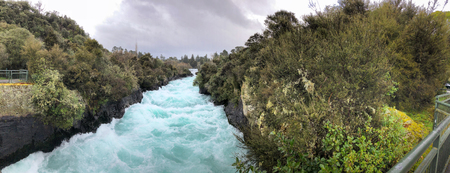 Huka Falls panoramic view in Taupo, New Zealand.の写真素材