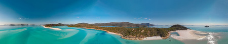 Whitehaven Beach, Australia. Panoramic aerial view of coastline and beautiful beaches .の写真素材