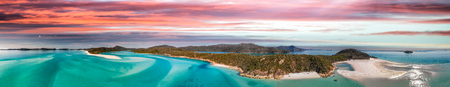 Whitehaven Beach, Australia. Panoramic aerial view of coastline and beautiful beaches .の写真素材