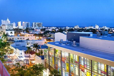 MIAMI BEACH, FL - MARCH 30, 2018: Lincoln Road at night. The city attracts 25 million people annually.のeditorial素材