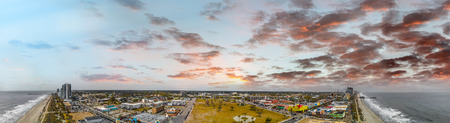 Myrtle Beach panoramic aerial skyline and coastline on a cloudy afternoon, South Carolinaの写真素材