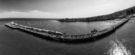Santa Cruz, California. Beautiful panoramic aerial view of famous city pier.