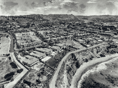 Rancho Palos Verdes from the sky, aerial panoramic view of California coastline.の写真素材