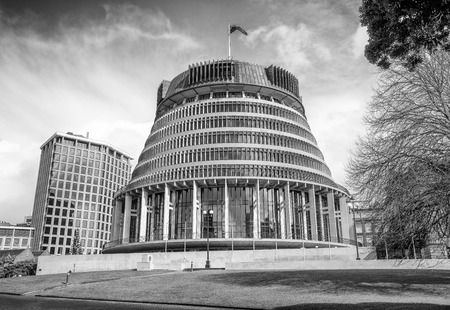 WELLINGTON, NEW ZEALAND - SEPTEMBER 5, 2018: Government buildings on a sunny day. Wellington is one of the major cities of Northern Island.のeditorial素材