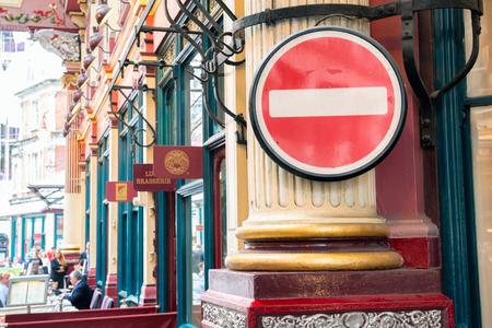 LONDON - SEPTEMBER 26, 2016: Leadenhall Market in historic city center. London attracts 30 million people annually.のeditorial素材