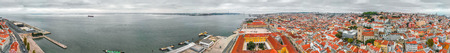 Panoramic aerial view of Lisbon skyline at dusk, Portugal.