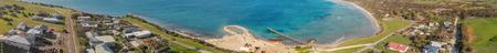 Emu Bay coastline aerial view on a sunny day, Kangaroo Island, Australia.
