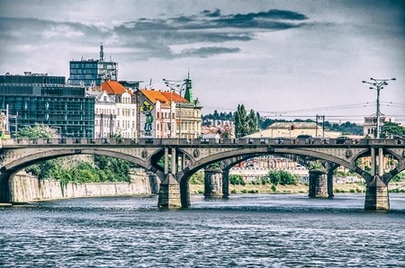 PRAGUE, CZECH REPUBLIC - JULY 2011: Tourists visit city streets on a sunny day. Prague attracts 7 millions tourists annually.のeditorial素材