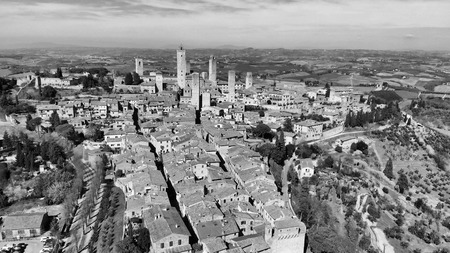 Aerial view of San Gimignano, Tuscany.の写真素材