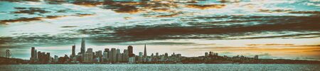 San Francisco, California. Panoramic view of Downtown skyline at sunset.の写真素材