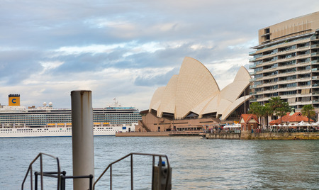 SYDNEY - NOVEMBER 6, 2015: Beautiful view of Sydney Harbor  on a cloudy day. Sydney attracts 20 million tourists every year.のeditorial素材
