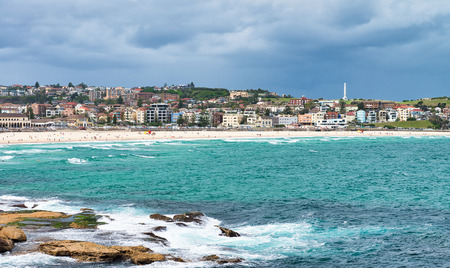 Bondi Beach coastline on a cloudy day, Sydney, Australia