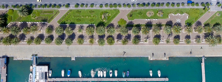 Aerial view of beautiful city port.の写真素材