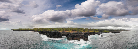 Aerial view of Pont Naturel Mauritius. Natural stone bridge, atraction of southern coastline in Mauritius.の写真素材