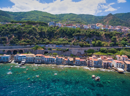 Tropea aerial coastline in summer season, Calabria - Italy.