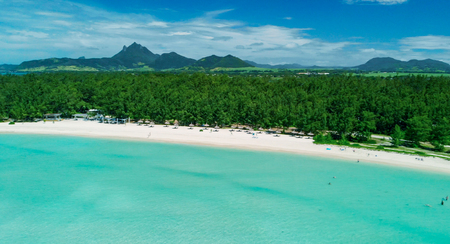 Ile Aux Cerfs, Mauritius. Aerial view of beautiful coastline.の写真素材
