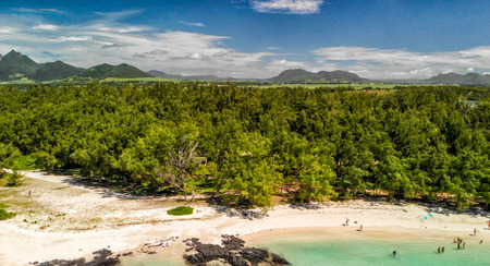Aerial view of Ile Aux Cerfs in Mauritius.の写真素材