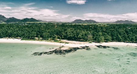 Aerial view of Ile Aux Cerfs in Mauritius.の写真素材
