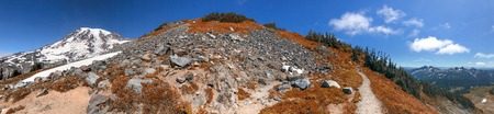 Beautiful panoramic view of Mount Rainier in summer season.
