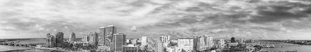 Panoramic aerial view of West Palm Beach skyline at sunset, Florida - USA.