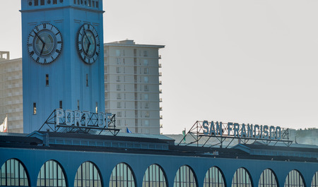 Ferry Building in Downtown San Francisco at Market Street.のeditorial素材