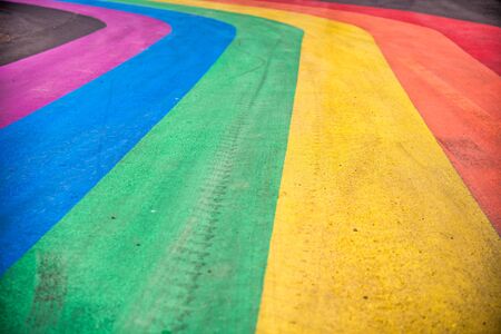 Rainbow pavement with colours of peace.