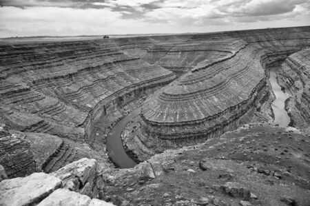Gooseneck State Park and Colorado river on a sunny summer day, Utahの写真素材