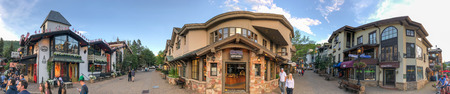 VAIL, CO - JULY 3, 2019: Panoramic view of city streets on a sunny summer day. Vail is a famous...