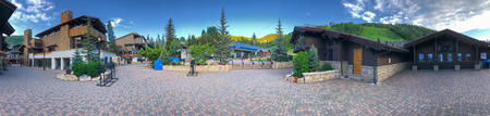 VAIL, CO - JULY 3, 2019: Panoramic view of city streets on a sunny summer day. Vail is a famous...