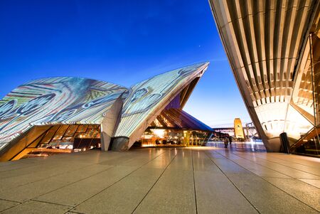 SYDNEY - AUGUST 20, 2018: Amazing night view of Sydney Opera House light show. Sydney attracts 20...