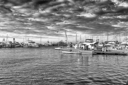 KEY WEST, FL - FEBRUARY 20, 2016: City port at sunset. Key West is the main city of Keys Islands.のeditorial素材