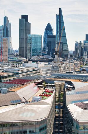 London modern buildings skyline from St Paul Cathedral.の写真素材