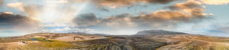Amazing landscape of Landmannalaugar magnificent highlands in summer season, panoramic aerial view...