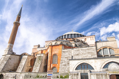 Hagia Sofya at sunset in Istanbul, Turkey.のeditorial素材
