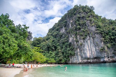 HONG ISLAND, THAILAND - DECEMBER 17, 2019: Tourists visit Hong Island in Phuket Province, Thailand.のeditorial素材