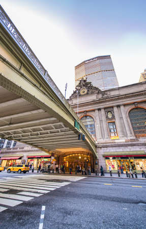 NEW YORK CITY - JUNE 2013: Exterior view of Grand Central Terminal and Persching Square.のeditorial素材