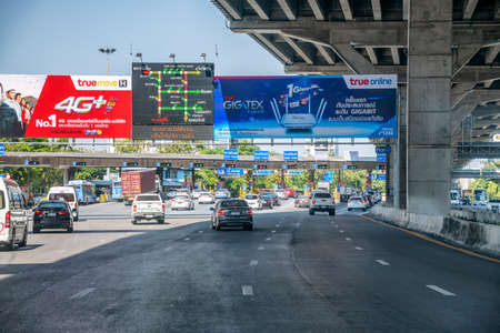 BANGKOK - DECEMBER 14, 2019: Traffic entering the city.のeditorial素材