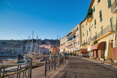 ELBA ISLAND, ITALY - SEPTEMBER 4, 2019: Portoferraio streets at summer sunset.のeditorial素材