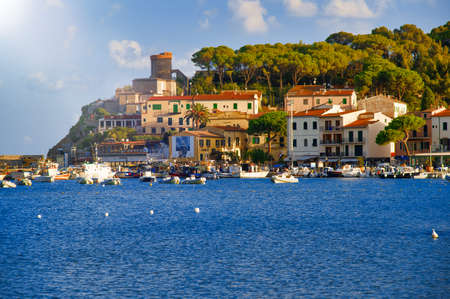 ELBA ISLAND, ITALY - SEPTEMBER 5, 2019: Marina di Campo on a beautiful summer day.