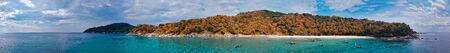 Aerial panoramic view of beautiful Freedom Beach in Phuket, Thailand.の写真素材