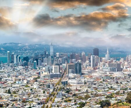 Aerial view of San Francisco skyline, California, USA.の写真素材
