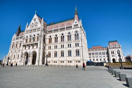 Hungarian parliament building along Danube river, Budapest - Hungary.の写真素材