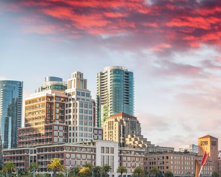 San Francisco buildings and skyscrapers along the oceanfront, California.の写真素材