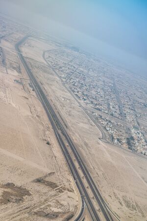 Major road across the desert, aerial view.の写真素材