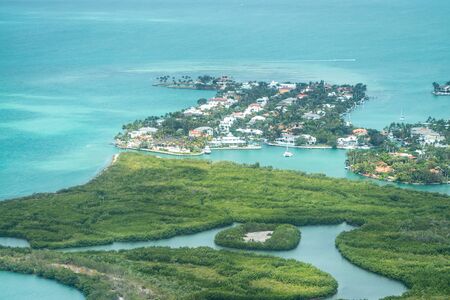 Bill Baggs Cape Florida State Park, aerial view from helicopter, Miami, FLの写真素材